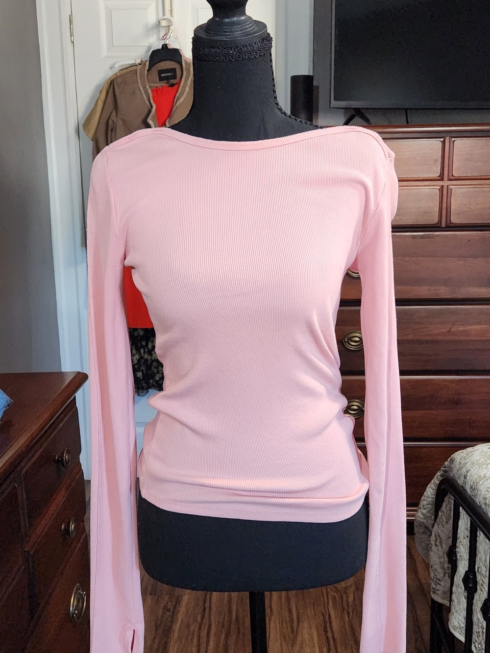 Pink We The Free Ribbed Long-Sleeve Top Size Small NWT